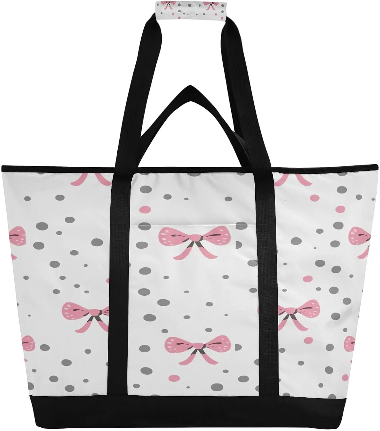 Beautiful Bow Tie Reusable Insulated Lunchbox Cooler Bag, Leakproof Kitchen Grocery Bag Collapsible Portable Cooler Tote Bag for Picnic, Camping, Office, Travel