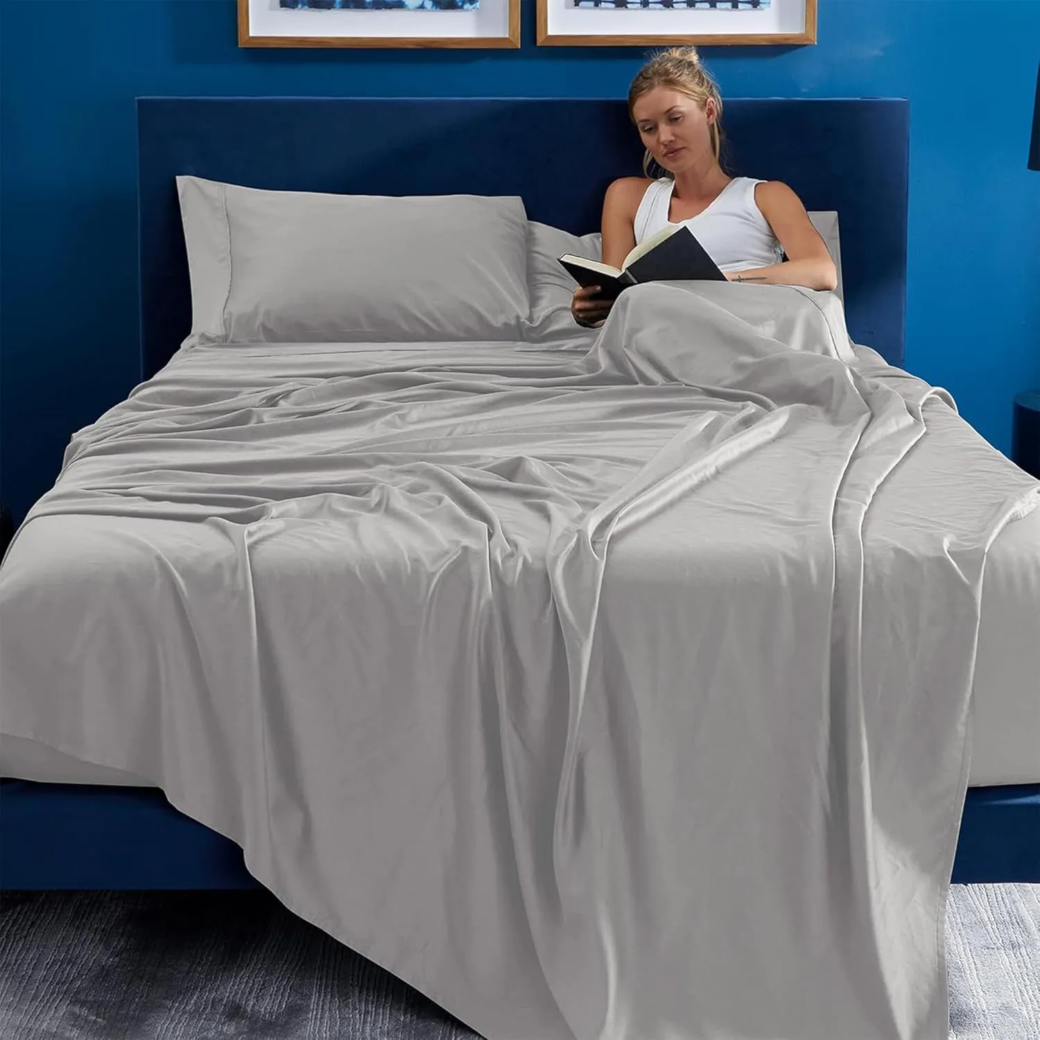 Bedgear Basic Bed Sheet Set - Lightweight and Breathable Bedding for Mattress - Includes Fitted Sheet, Flat Sheet, and 2 Pillowcases - King - Light Grey