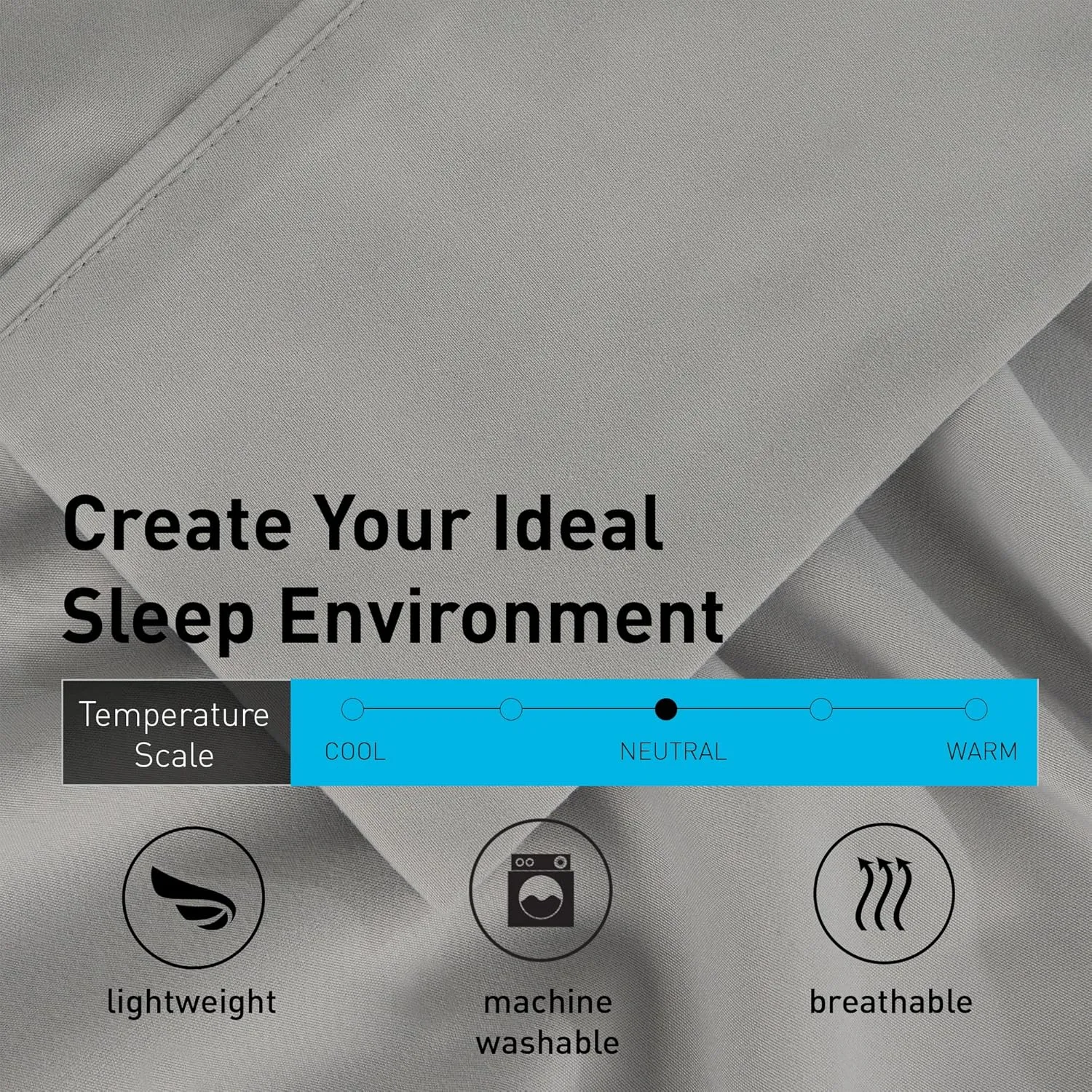 Bedgear Basic Bed Sheet Set - Lightweight and Breathable Bedding for Mattress - Includes Fitted Sheet, Flat Sheet, and 2 Pillowcases - King - Light Grey
