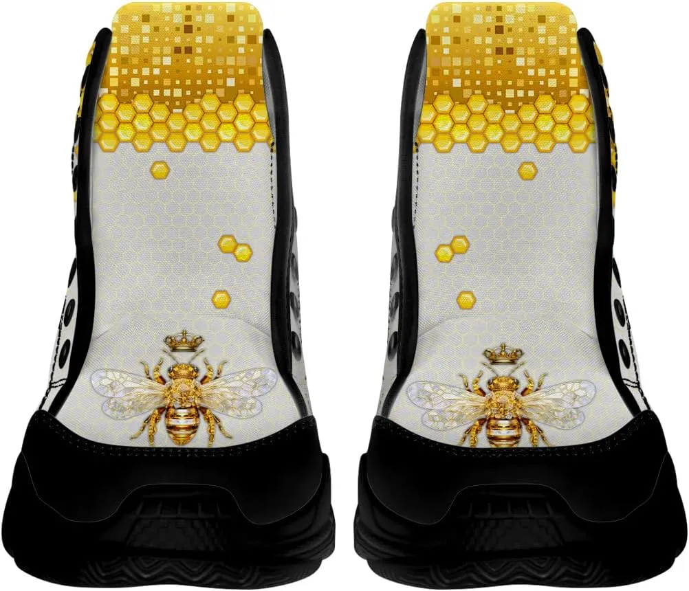 Bee Shoes Women Men High Top Sneakers Lace Up Canvas Shoes Gifts for Her Him