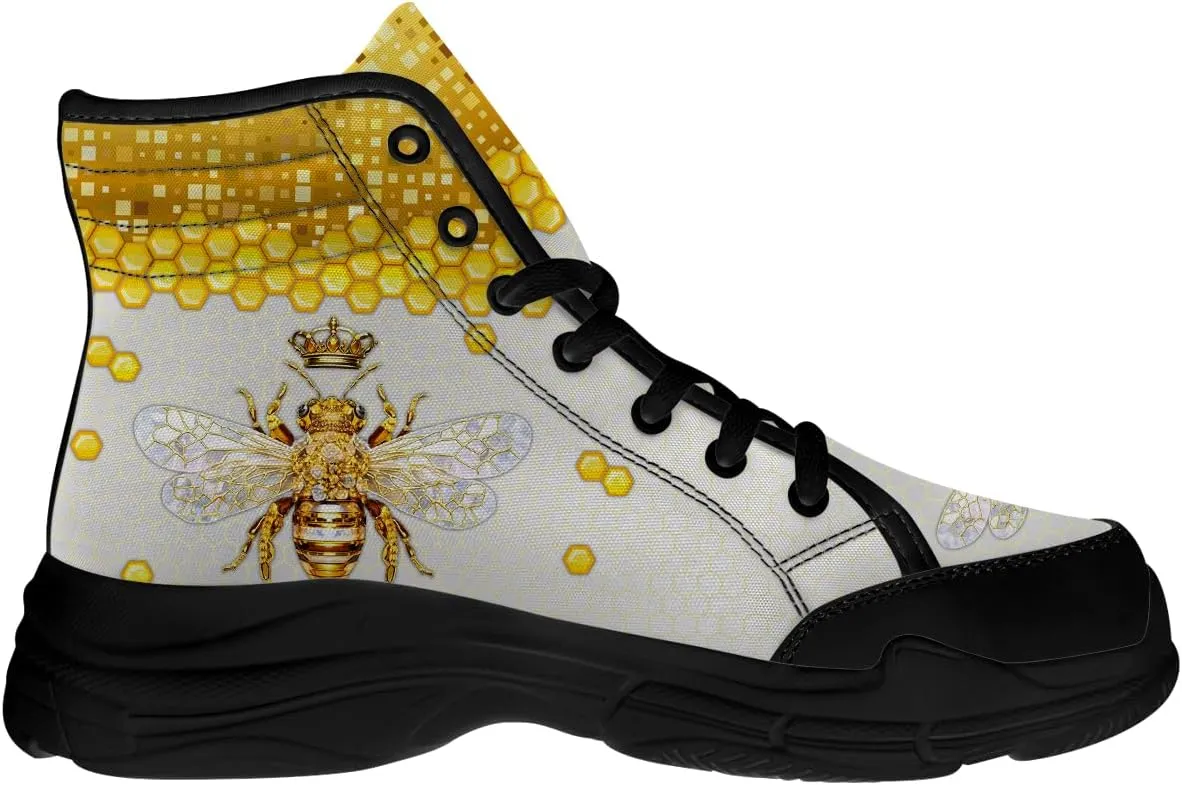Bee Shoes Women Men High Top Sneakers Lace Up Canvas Shoes Gifts for Her Him