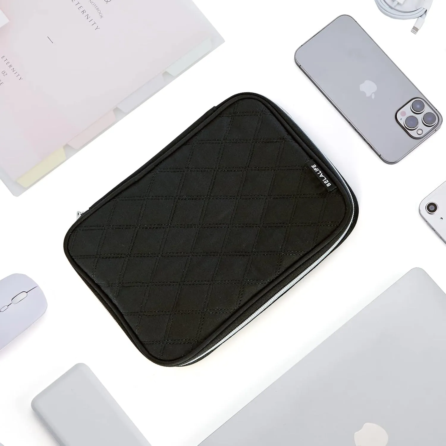 BELALIFE Electronic Organizer, Portable Travel Cable Bag, Tech Storage for Cord, Charger, Phone, Earphone, Hard Drive, USB, SD Card and Other Accessories, Black