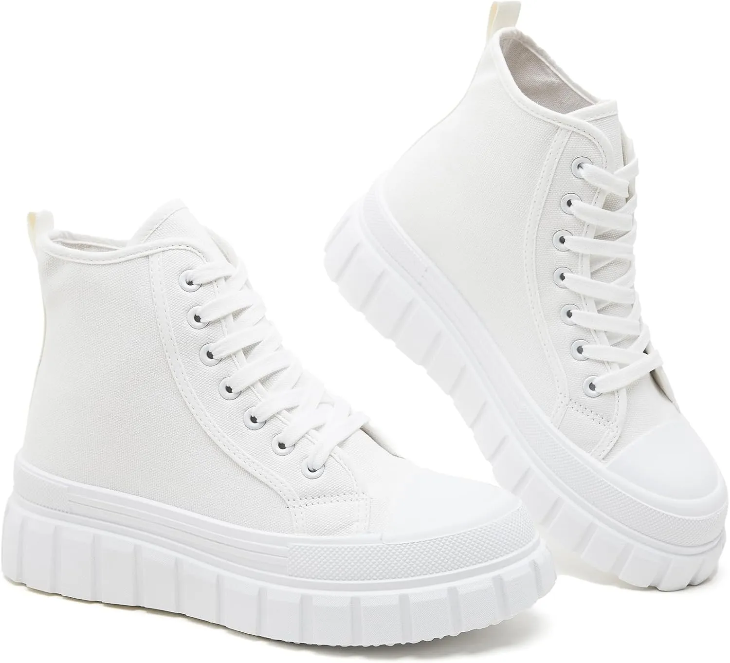 BENPAO Womens High Top Platform Sneakers White Platform Shoes for Women Black Canvas Fashion Sneakers Casual Tennis Shoes for Women