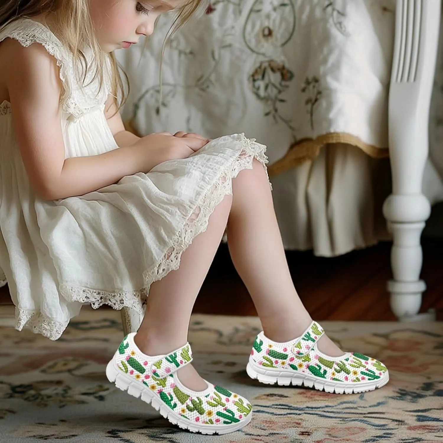 BIGCARJOB Girls Mary Janes Shoes for School Party Dance Sneakers Slip-on Mary Janes Shoes for Toddle Girls Cute Ballet Dress Shoes