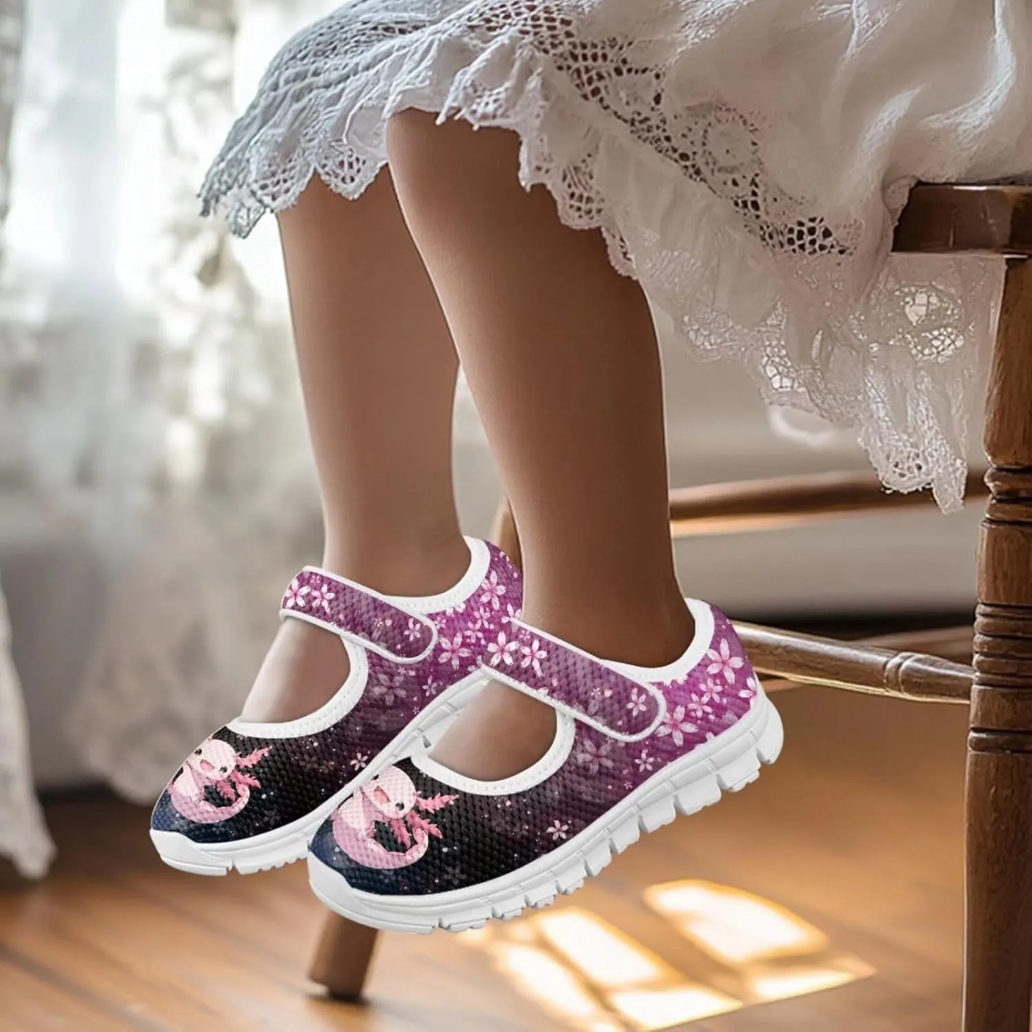 BIGCARJOB Girls Mary Janes Shoes for School Party Dance Sneakers Slip-on Mary Janes Shoes for Toddle Girls Cute Ballet Dress Shoes