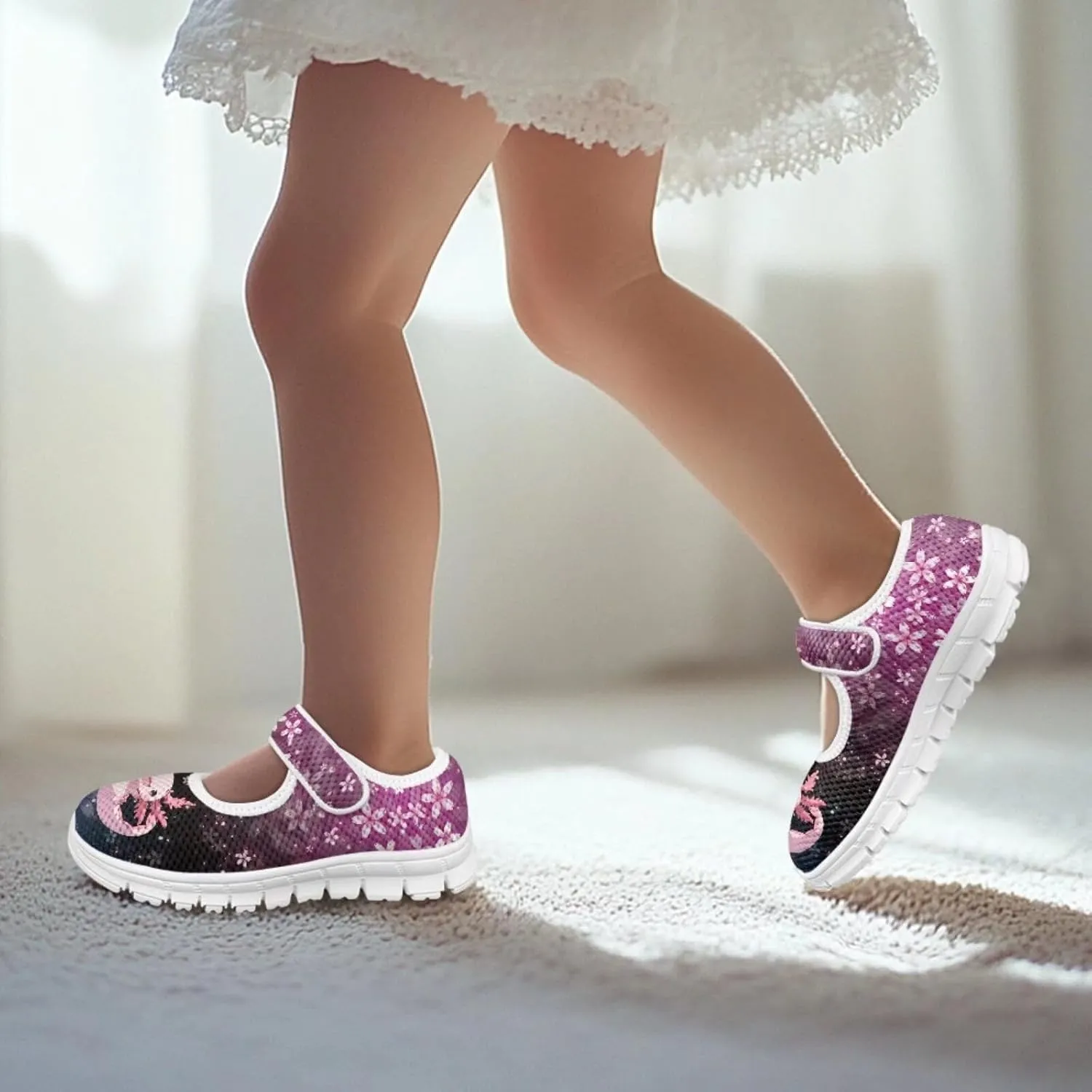 BIGCARJOB Girls Mary Janes Shoes for School Party Dance Sneakers Slip-on Mary Janes Shoes for Toddle Girls Cute Ballet Dress Shoes
