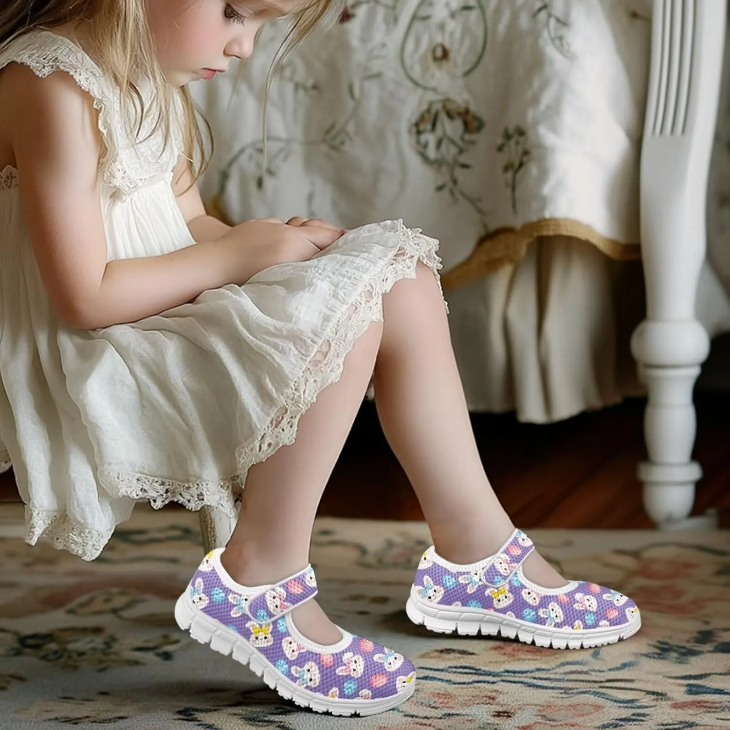 BIGCARJOB Girls Mary Janes Sneakers Little Girls Casual School Uniform Shoes Children Athletic Gym Shoes Mary Janes Shoe