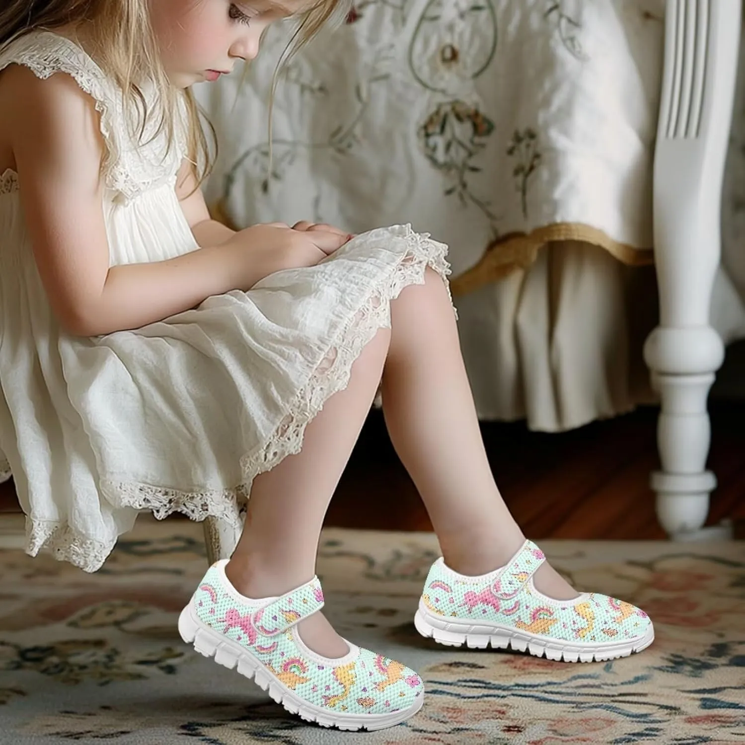 BIGCARJOB Girls Mary Janes Sneakers Little Girls Casual School Uniform Shoes Children Athletic Gym Shoes Mary Janes Shoe