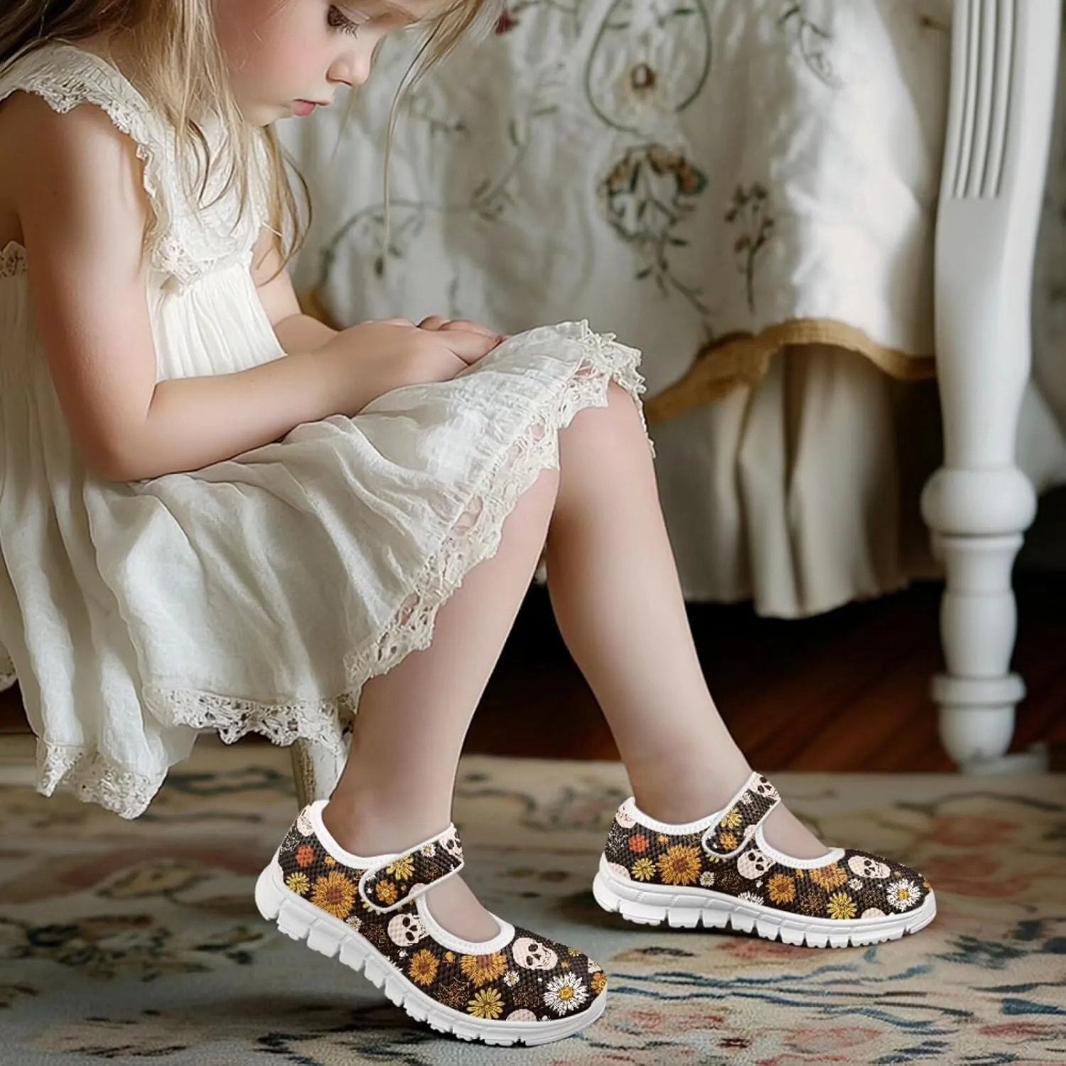 BIGCARJOB Mary Janes Shoes for Little Kids Tennis Shoes Flats Cute Ballet Dress Shoes School Uniform Shoes Athletic Gym Shoes