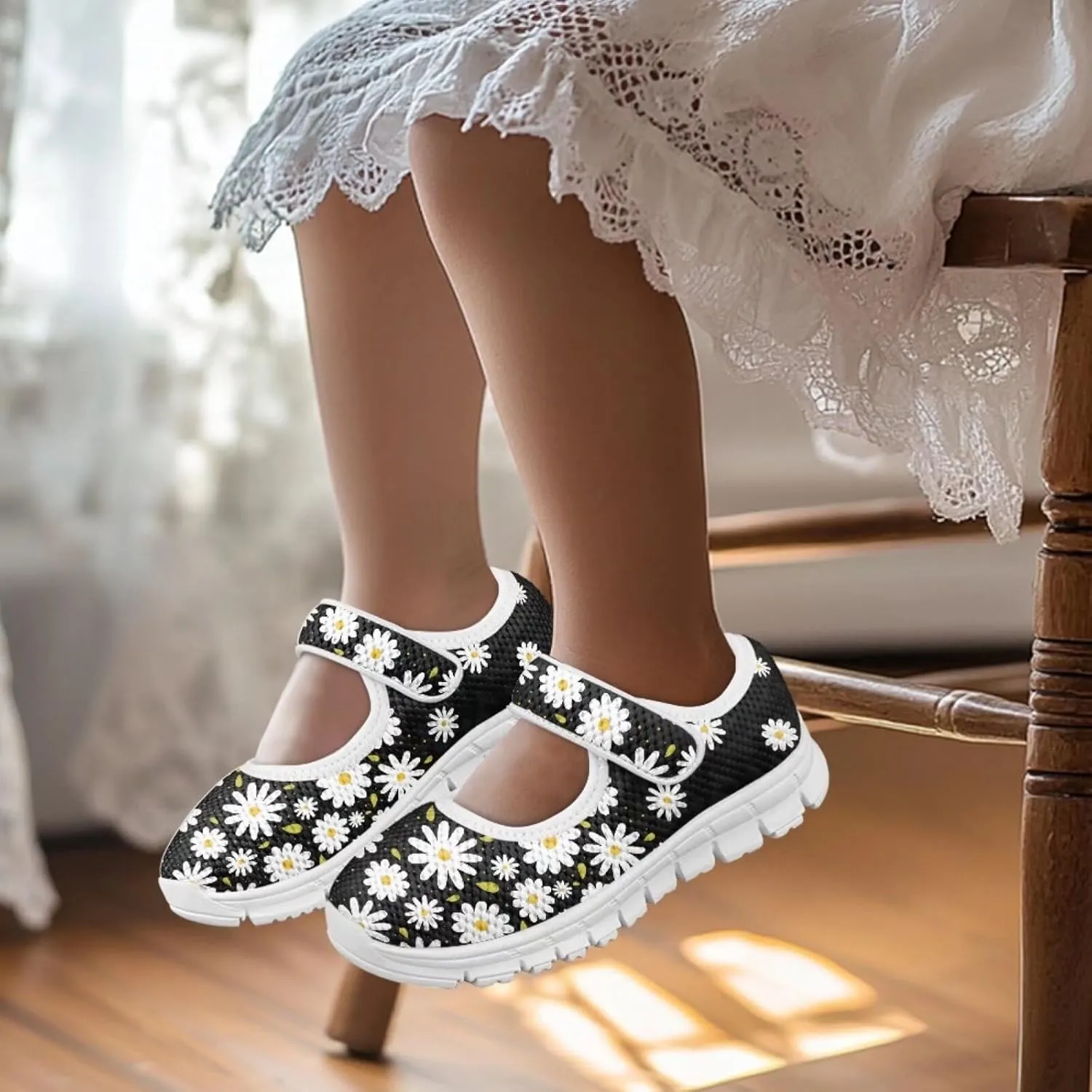 BIGCARJOB Mary Janes Shoes for Little Kids Tennis Shoes Flats Cute Ballet Dress Shoes School Uniform Shoes Athletic Gym Shoes