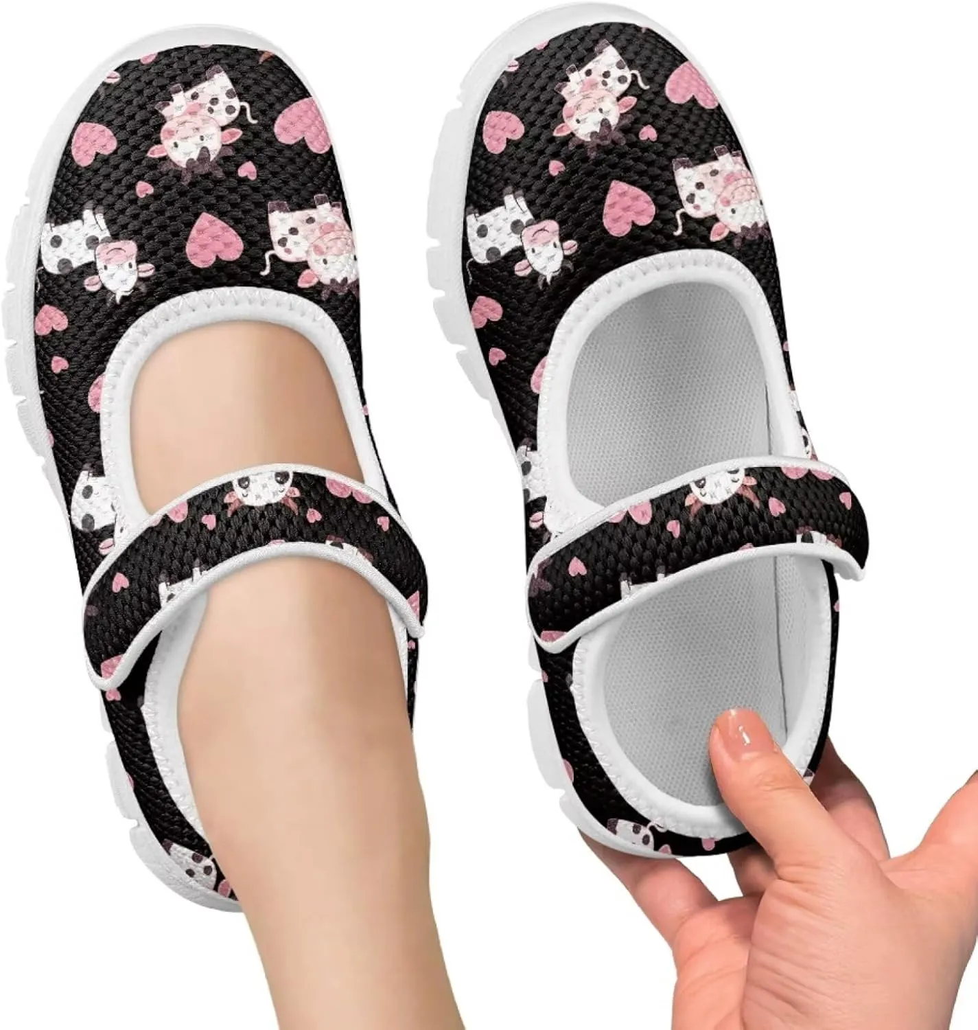 BIGCARJOB Mary Janes Sneakers for Girls Tennis Shoes School Uniform Shoes Kids Flats Walking Shoes
