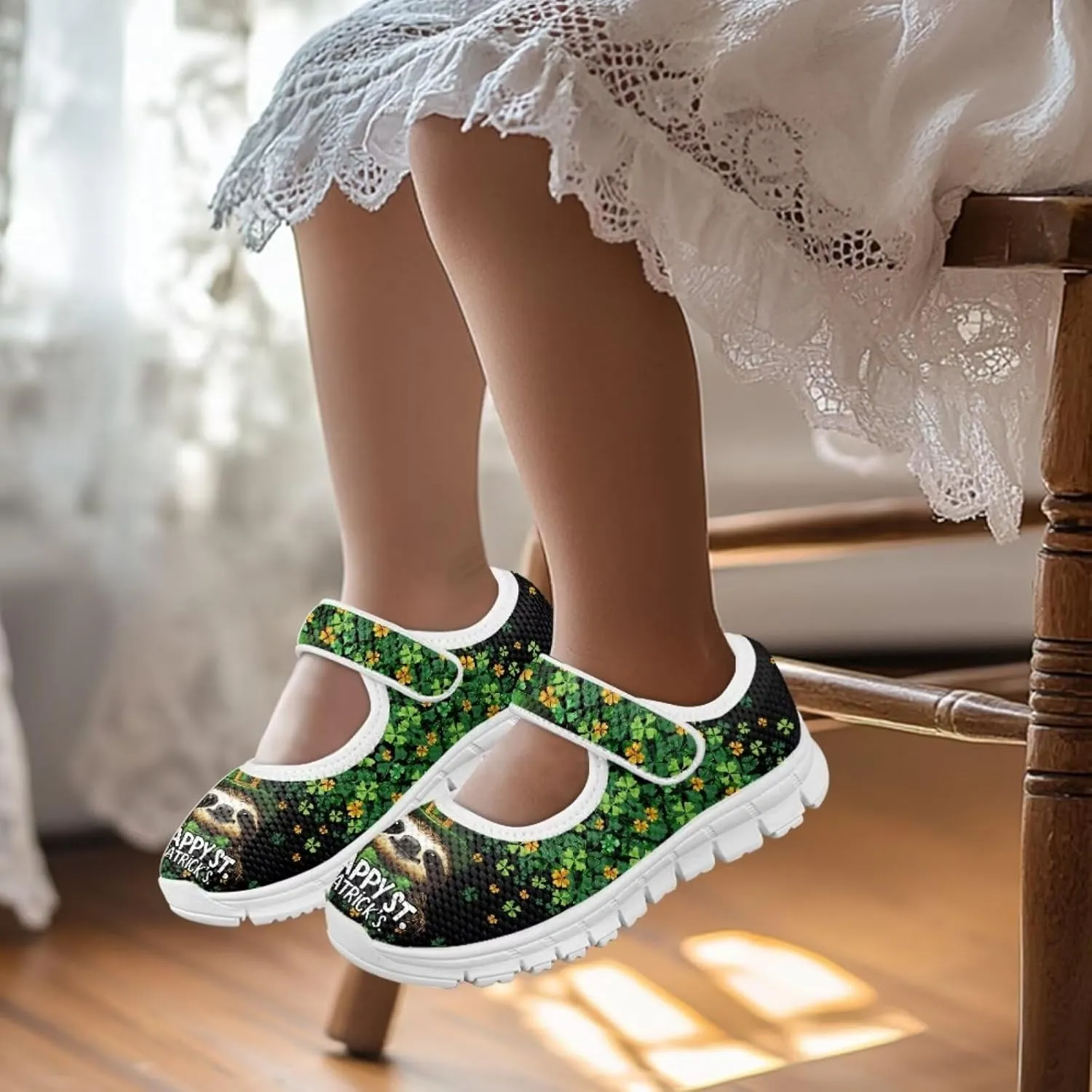 BIGCARJOB Mary Janes Sneakers for Girls Tennis Shoes School Uniform Shoes Kids Flats Walking Shoes