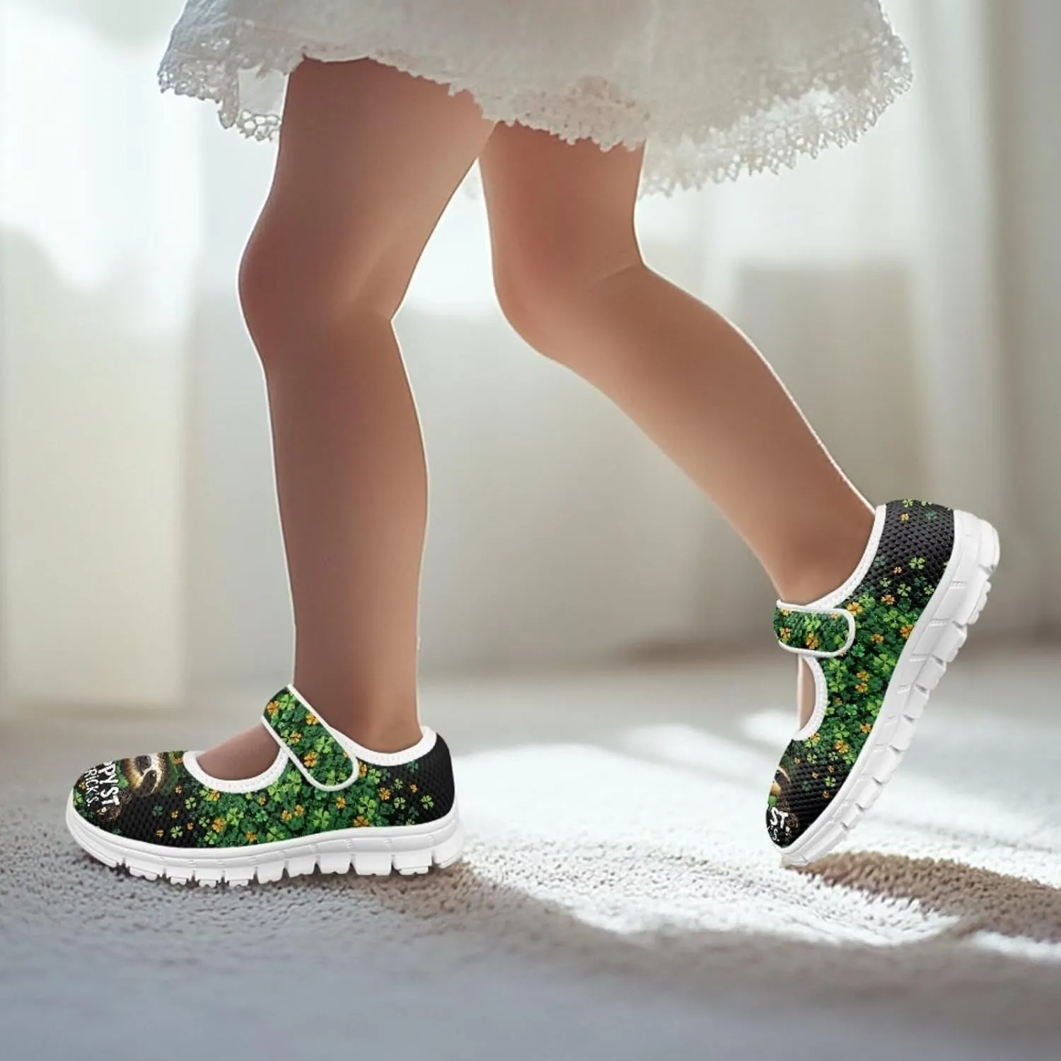 BIGCARJOB Mary Janes Sneakers for Girls Tennis Shoes School Uniform Shoes Kids Flats Walking Shoes