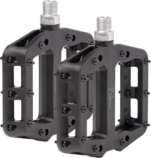 Bikeroo Mountain Bike Pedals - Nylon Fiber MTB Pedals for Mountain and Road Bikes - Flat Platform Bicycle Pedal for Adults -