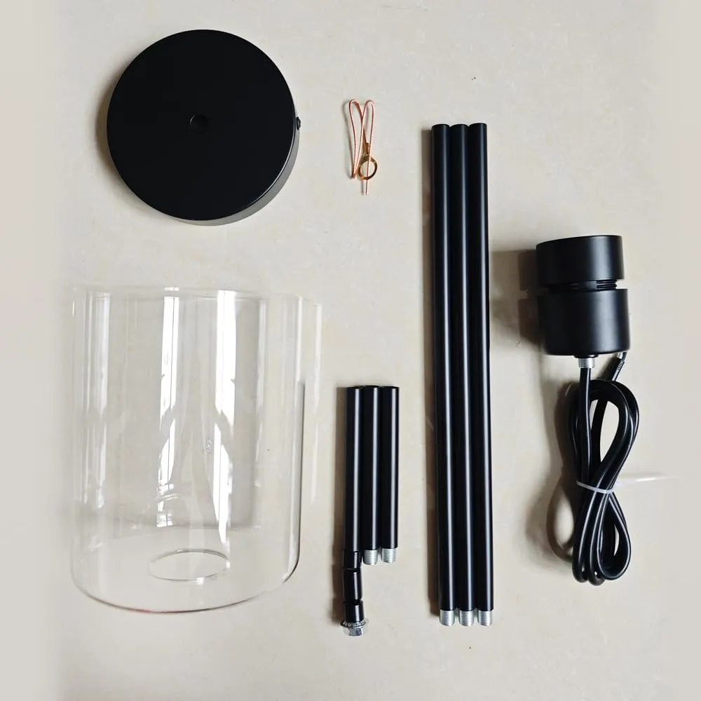 Black Pendant Lights Kitchen Island,Modern Farmhouse Glass Pendant Light,Light Fixture Kitchen Pendant Mini Hanging Light Fixture for Sink (1 Pack Black stem Rod)