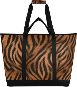 Blended Animal Prints Reusable Insulated Lunchbox Cooler Bag, Leakproof Kitchen Grocery Bag Collapsible Portable Cooler Tote Bag for Picnic, Camping, Office, Travel