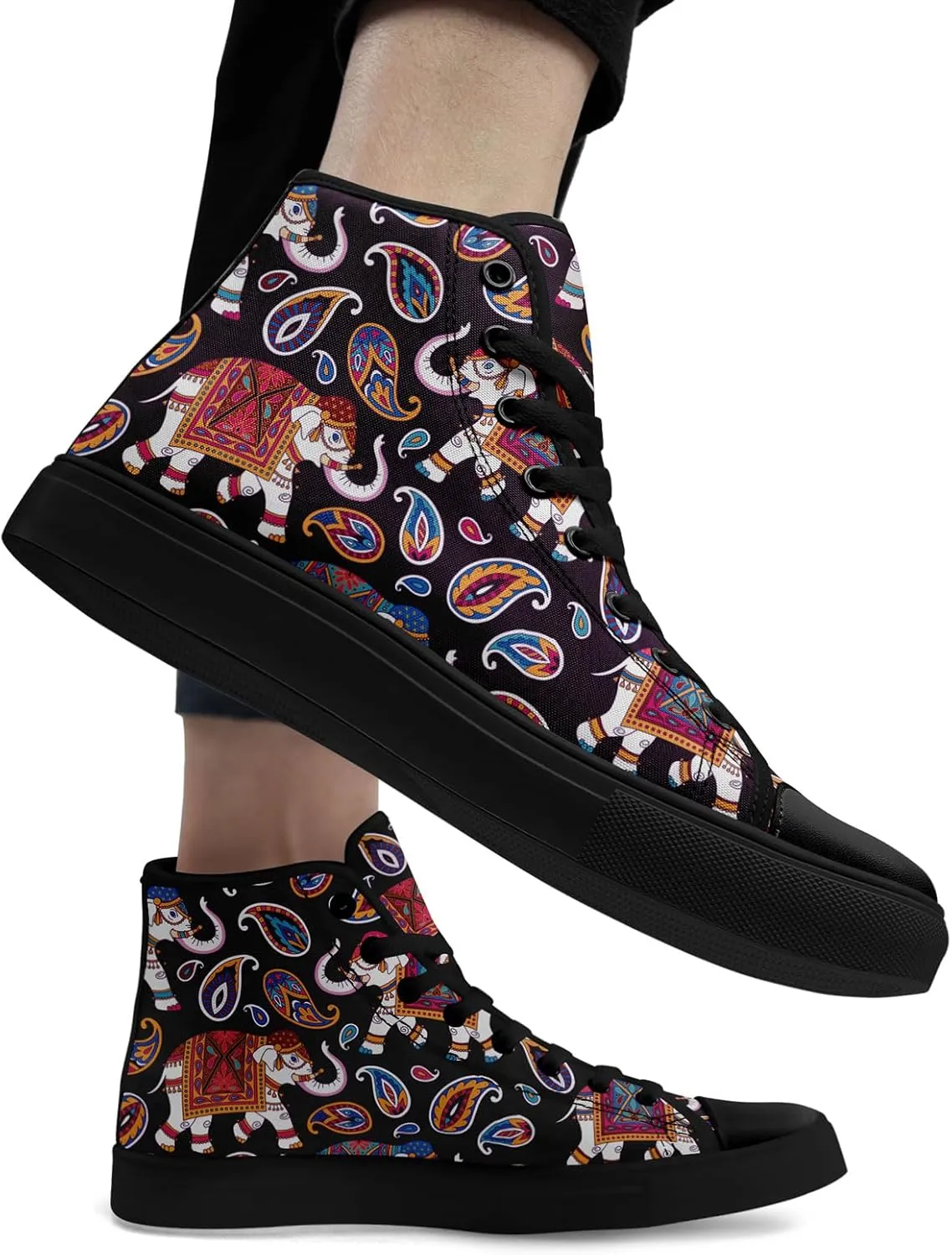 Boho High Top Canvas Shoes for Women Men Lightweight Comfortable Artistic Yoga Style Gift Lace-Up Casual Wear Sneakers