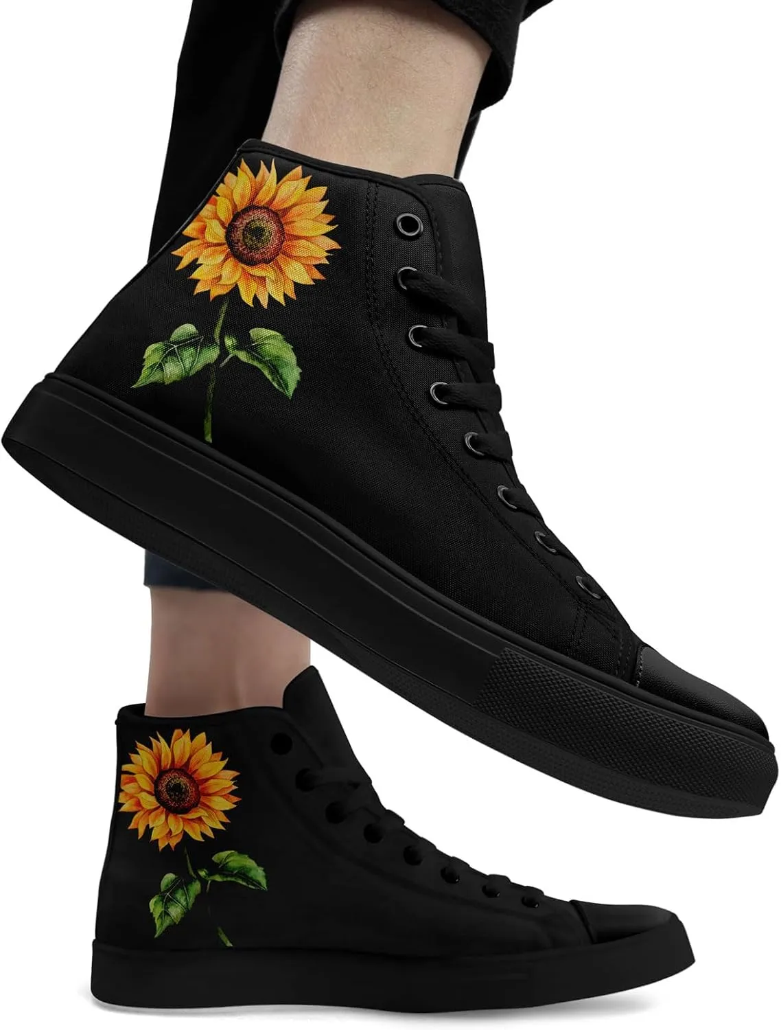 Boho High Top Canvas Shoes for Women Men Lightweight Comfortable Artistic Yoga Style Gift Lace-Up Casual Wear Sneakers