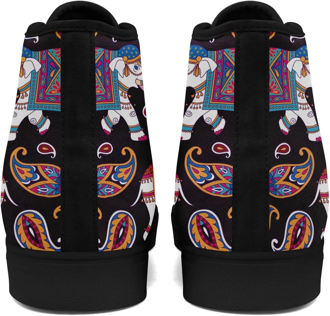Boho High Top Canvas Shoes for Women Men Lightweight Comfortable Artistic Yoga Style Gift Lace-Up Casual Wear Sneakers