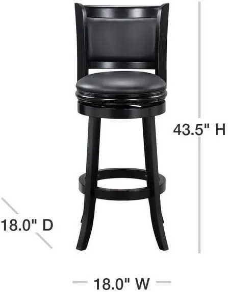 Boraam Augusta Bar Height Swivel Stool, 29-Inch, Black