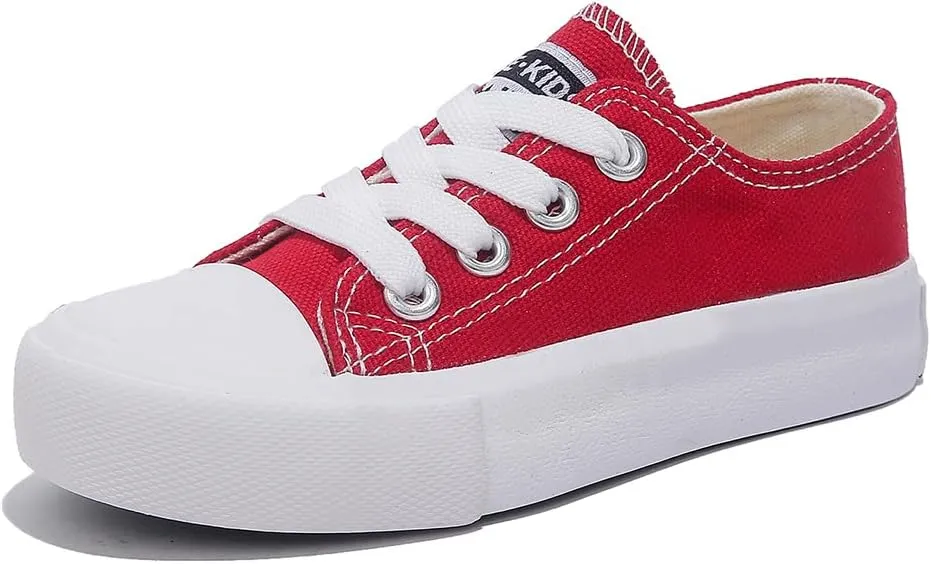Boys Girls Baby Children's Shoes Low top lace-up Children's Canvas Shoes Back-to-School Season Small White Shoes Children's Sneakers Teens Medium and Large Kids Skateboarding Shoes