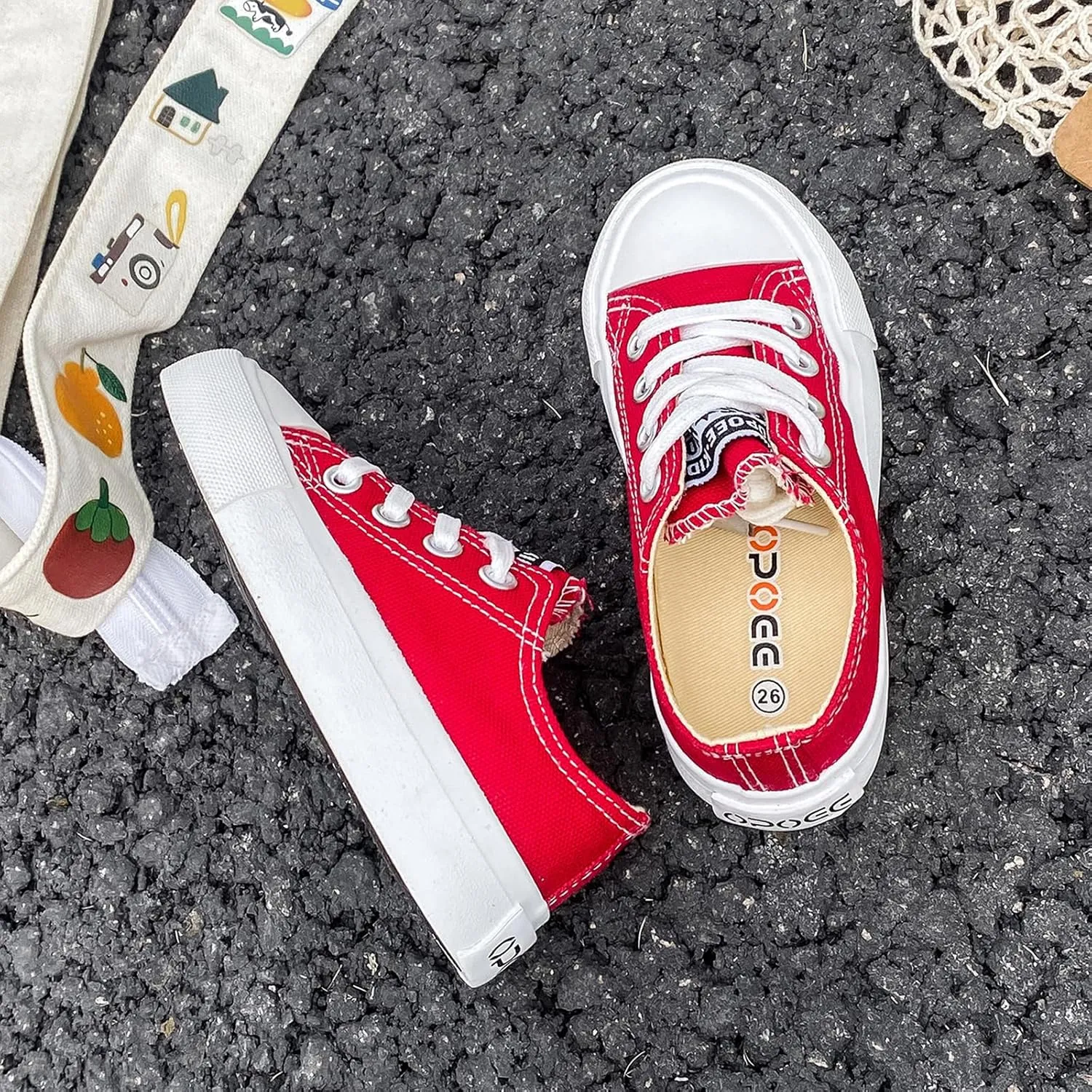 Boys Girls Baby Children's Shoes Low top lace-up Children's Canvas Shoes Back-to-School Season Small White Shoes Children's Sneakers Teens Medium and Large Kids Skateboarding Shoes