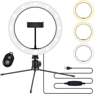 Bright Selfie Ring Tri-Color Light Compatible with Your Alcatel OneTouch PIXI 7 10 Inch with Remote for Live Stream/Makeup/YouTube/TikTok/Video/Filming (Dimmable/Adjustable)