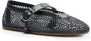 Buckle Strap Mesh Ballet Flats for Womens, Mary Jane Round Toe Slip On Dress Ballerinas Soft Shoes