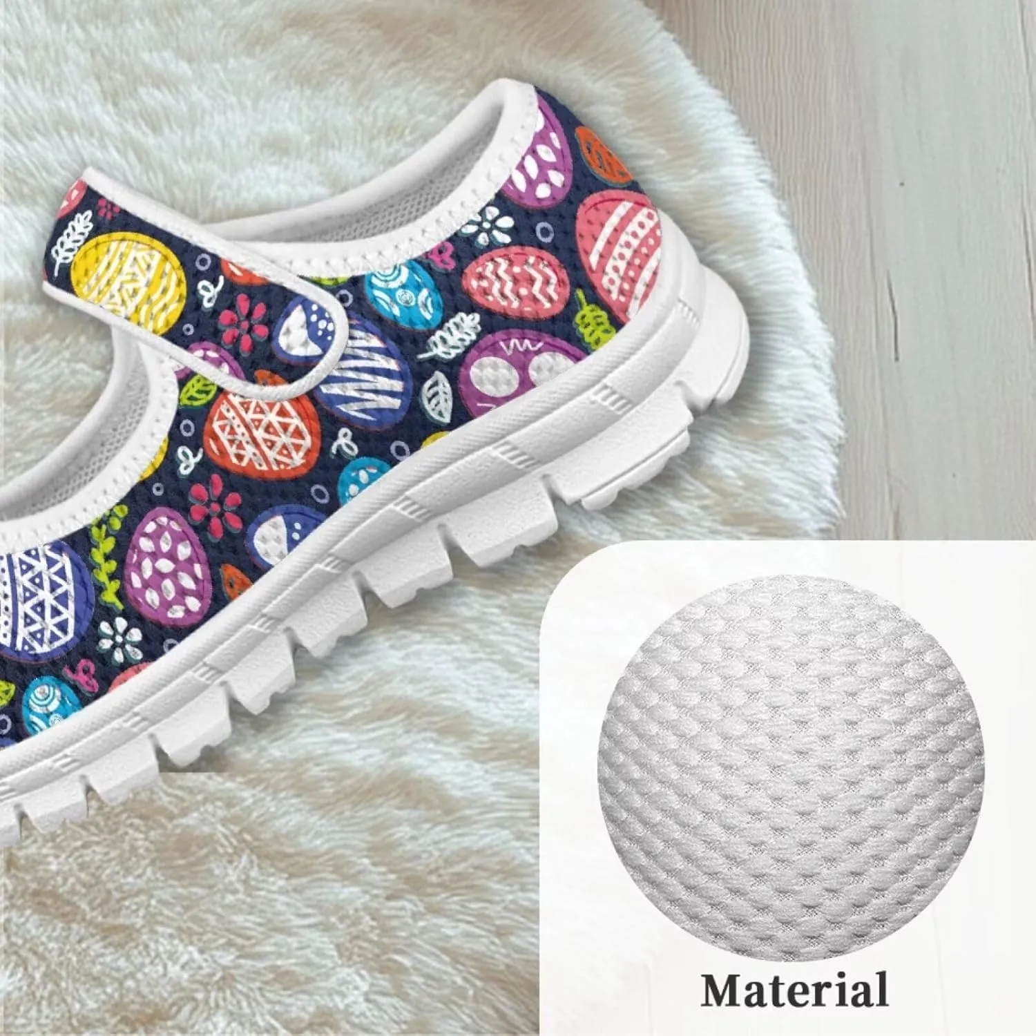 Bunny Print Girls Mary Jane Shoes Toddler Dress Shoes for Holiday Party Flats Low Top Non Slip Kids Mesh Shoes