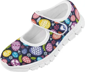 Bunny Print Girls Mary Jane Shoes Toddler Dress Shoes for Holiday Party Flats Low Top Non Slip Kids Mesh Shoes