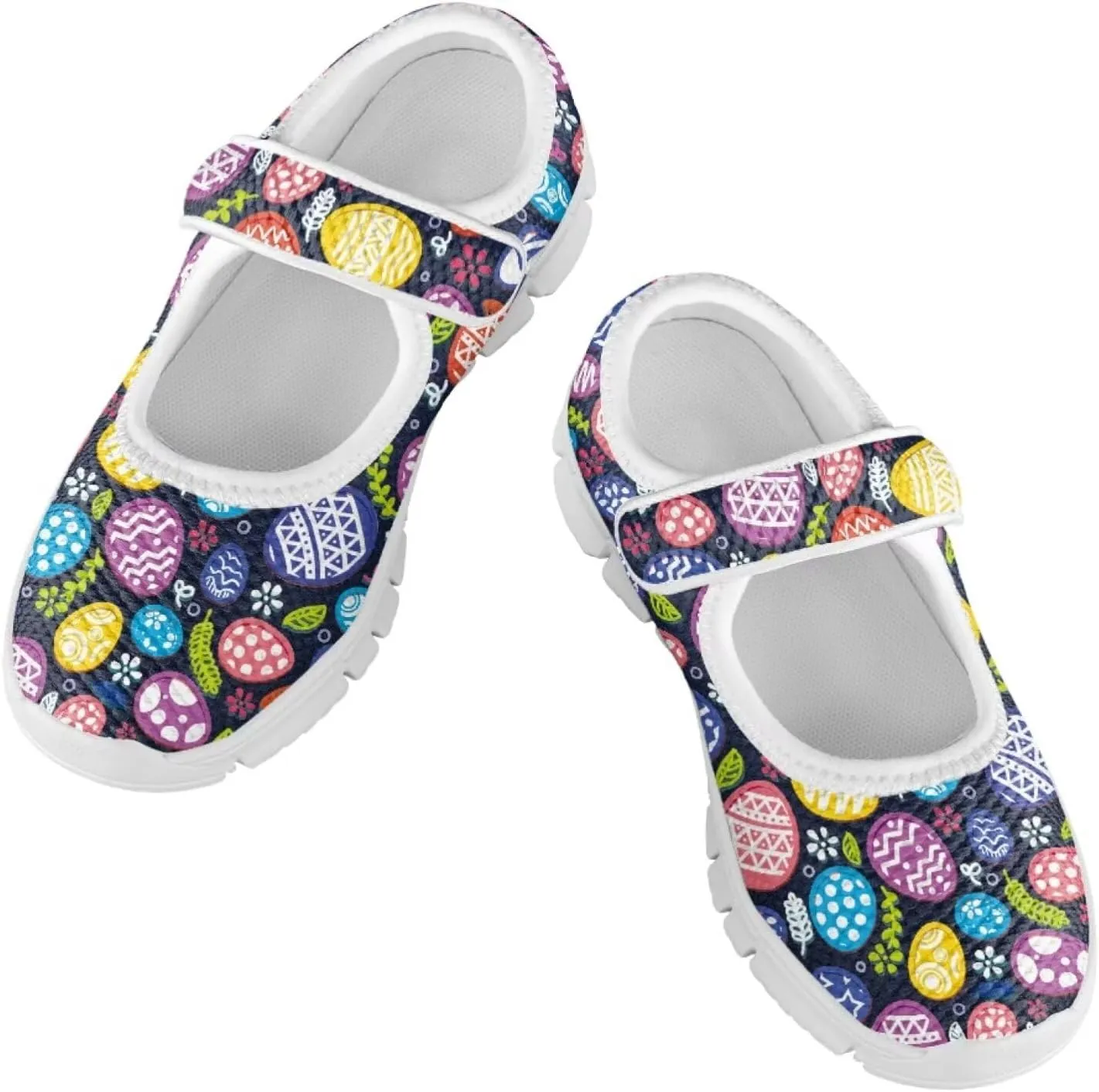 Bunny Print Girls Mary Jane Shoes Toddler Dress Shoes for Holiday Party Flats Low Top Non Slip Kids Mesh Shoes