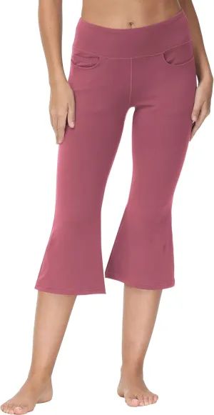 Cakulo Womens Capri Yoga Flare Pants Workout Athletic Active Summer Bootcut Capris Leggings Pockets