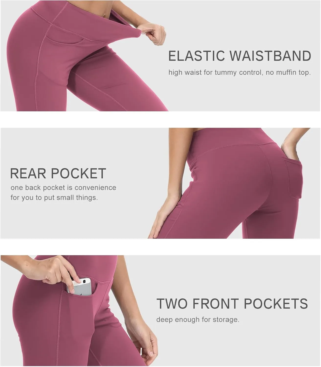 Cakulo Womens Capri Yoga Flare Pants Workout Athletic Active Summer Bootcut Capris Leggings Pockets