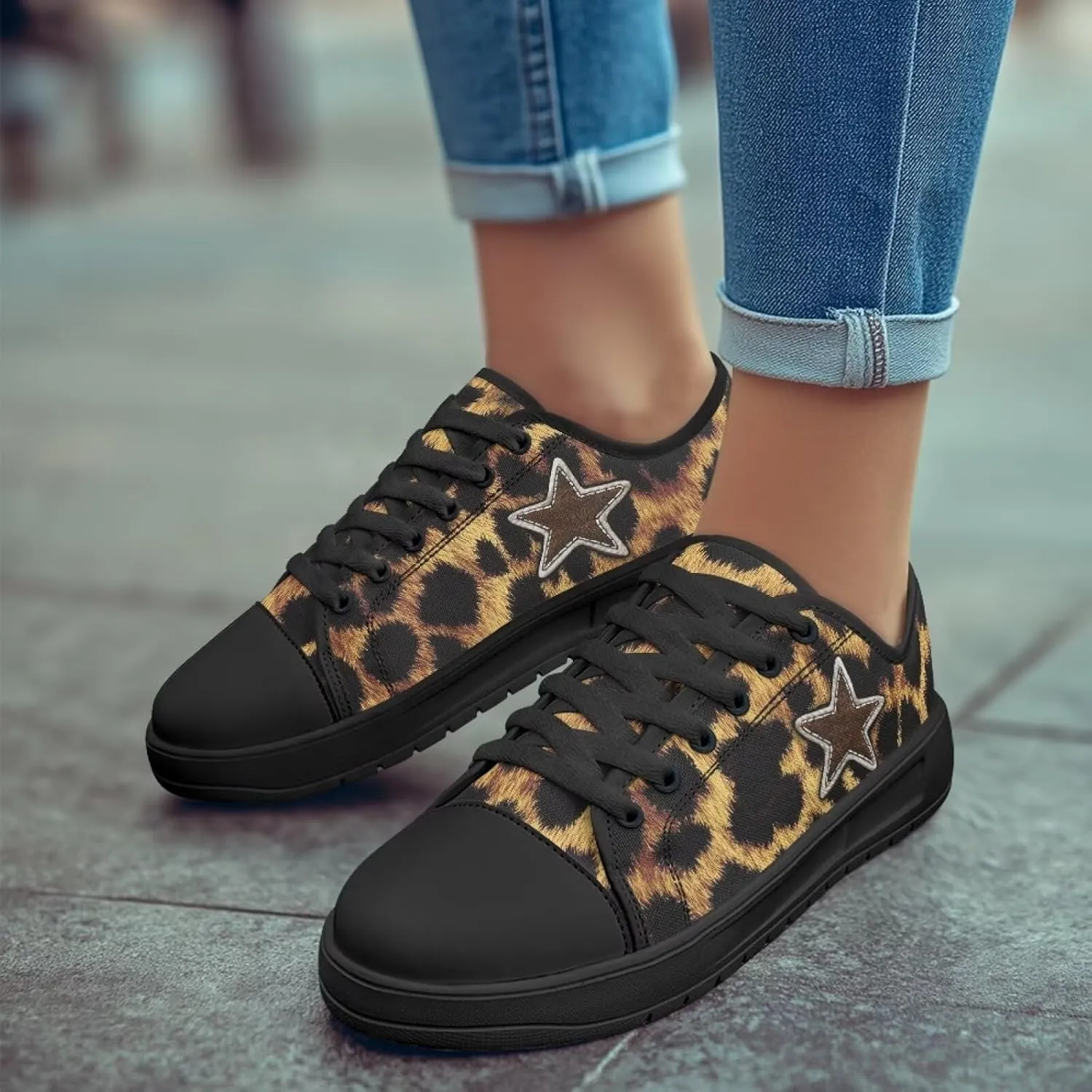 Canvas Shoes Fashion Sneakers for Women Casual Tennis Shoes with Non Slip EVA Sole Low Top Walking Footwear