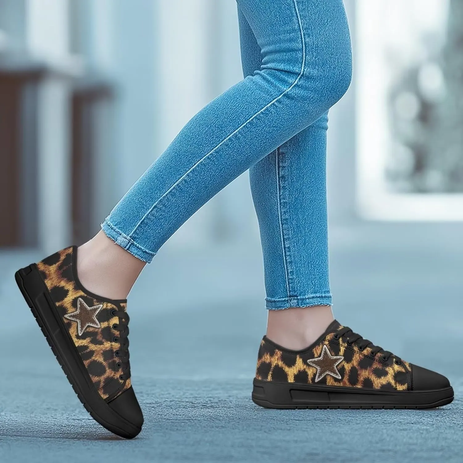 Canvas Shoes Fashion Sneakers for Women Casual Tennis Shoes with Non Slip EVA Sole Low Top Walking Footwear