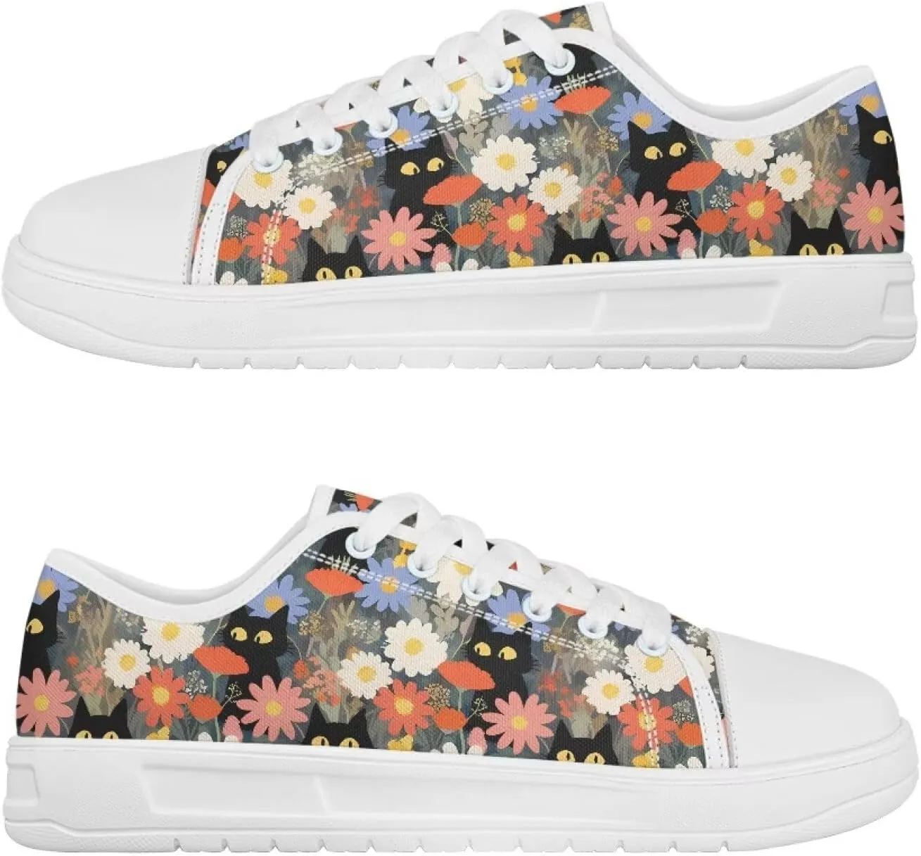 Canvas Shoes for Women Low Top Casual White Black Sneakers Womens Lace Up Fashion Comfortable Walking Shoes