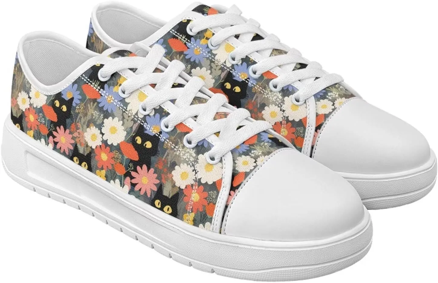 Canvas Shoes for Women Low Top Casual White Black Sneakers Womens Lace Up Fashion Comfortable Walking Shoes