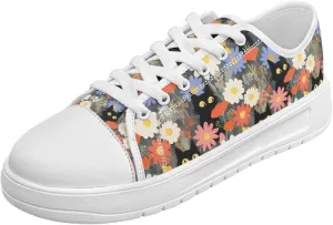 Canvas Shoes for Women Low Top Casual White Black Sneakers Womens Lace Up Fashion Comfortable Walking Shoes