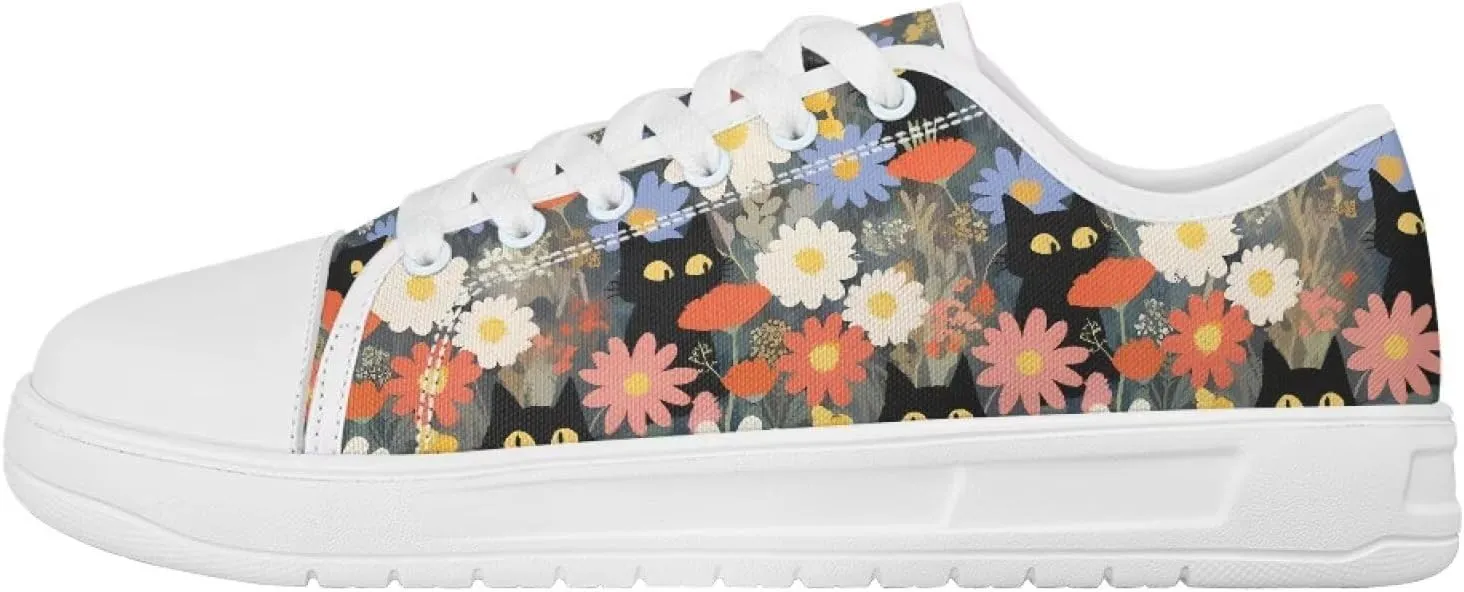 Canvas Shoes for Women Low Top Casual White Black Sneakers Womens Lace Up Fashion Comfortable Walking Shoes