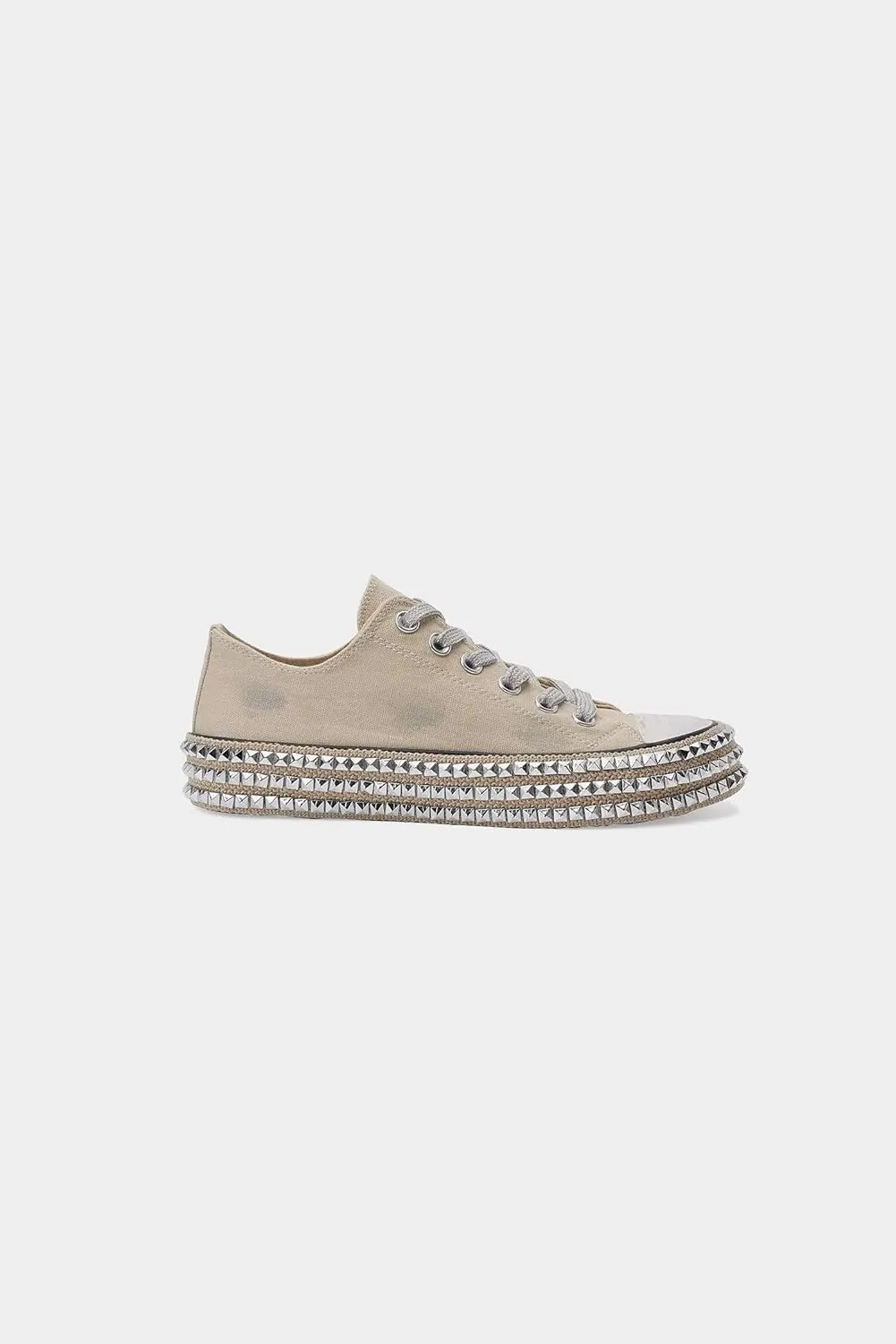 Canvas Sneakers Studded Rhinestone Side Shoes Lace Up Fashion Shoes Casual Platform Ankle Boots for Women Girls