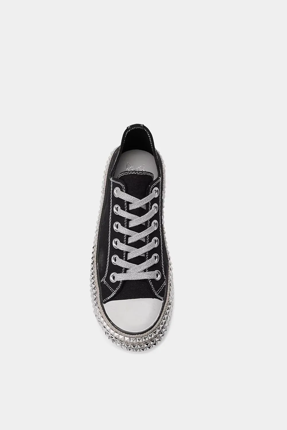 Canvas Sneakers Studded Rhinestone Side Shoes Lace Up Fashion Shoes Casual Platform Ankle Boots for Women Girls