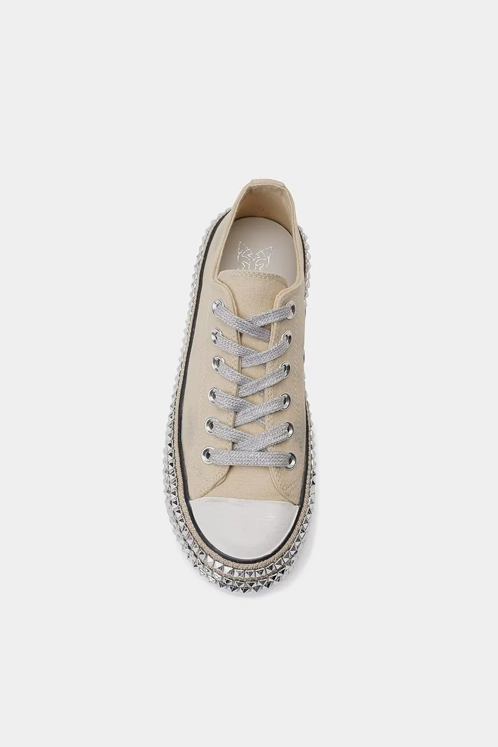 Canvas Sneakers Studded Rhinestone Side Shoes Lace Up Fashion Shoes Casual Platform Ankle Boots for Women Girls