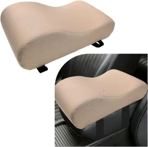 Car Armrest Cushion, 12.2"×6.3"×3.9" Memory Foam Center Console Armrest Pad, Comfortable Armrest Console Pillow Protector for Most Vehicles, Universal Car Accessories (Beige)