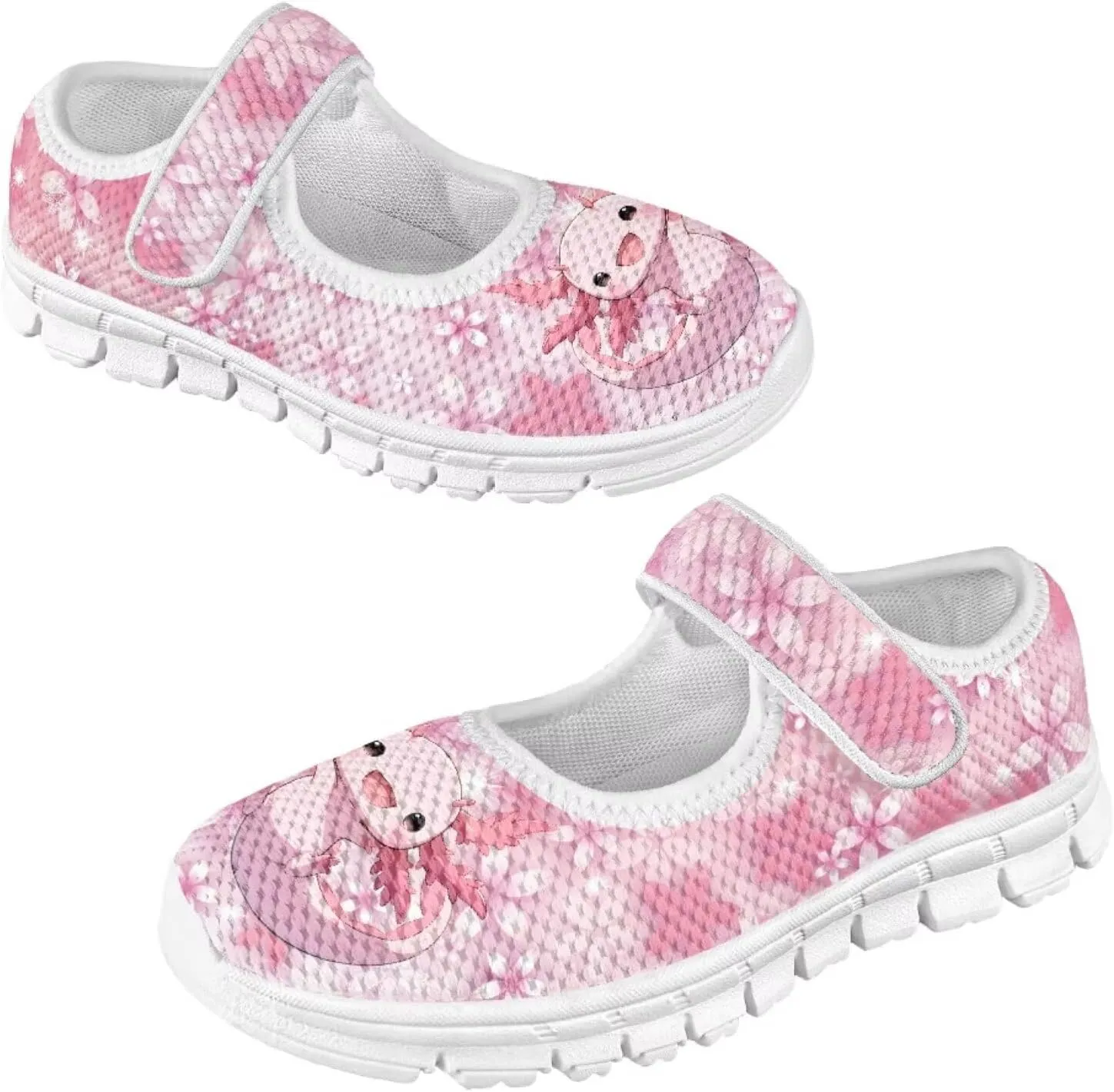 Cartoon Pink Print Girls Sneakers Mary Jane Shoes Dress Shoes for Toddler Lightweight Flat Shoes Anti-Slip School Uniform Shoes for Party,Travel