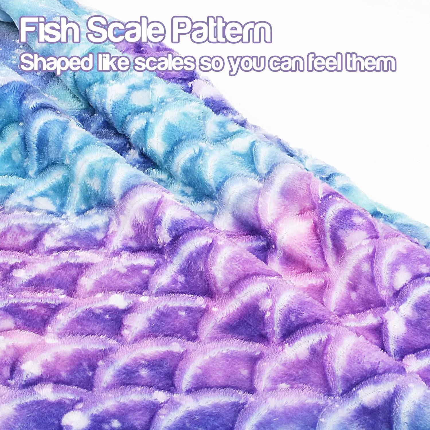 Catalonia Kids Mermaid Tail Blanket, Super Soft Plush Flannel Sleeping Snuggle Blanket for Girls, Galaxy, Fish Scale Pattern, Gift Idea