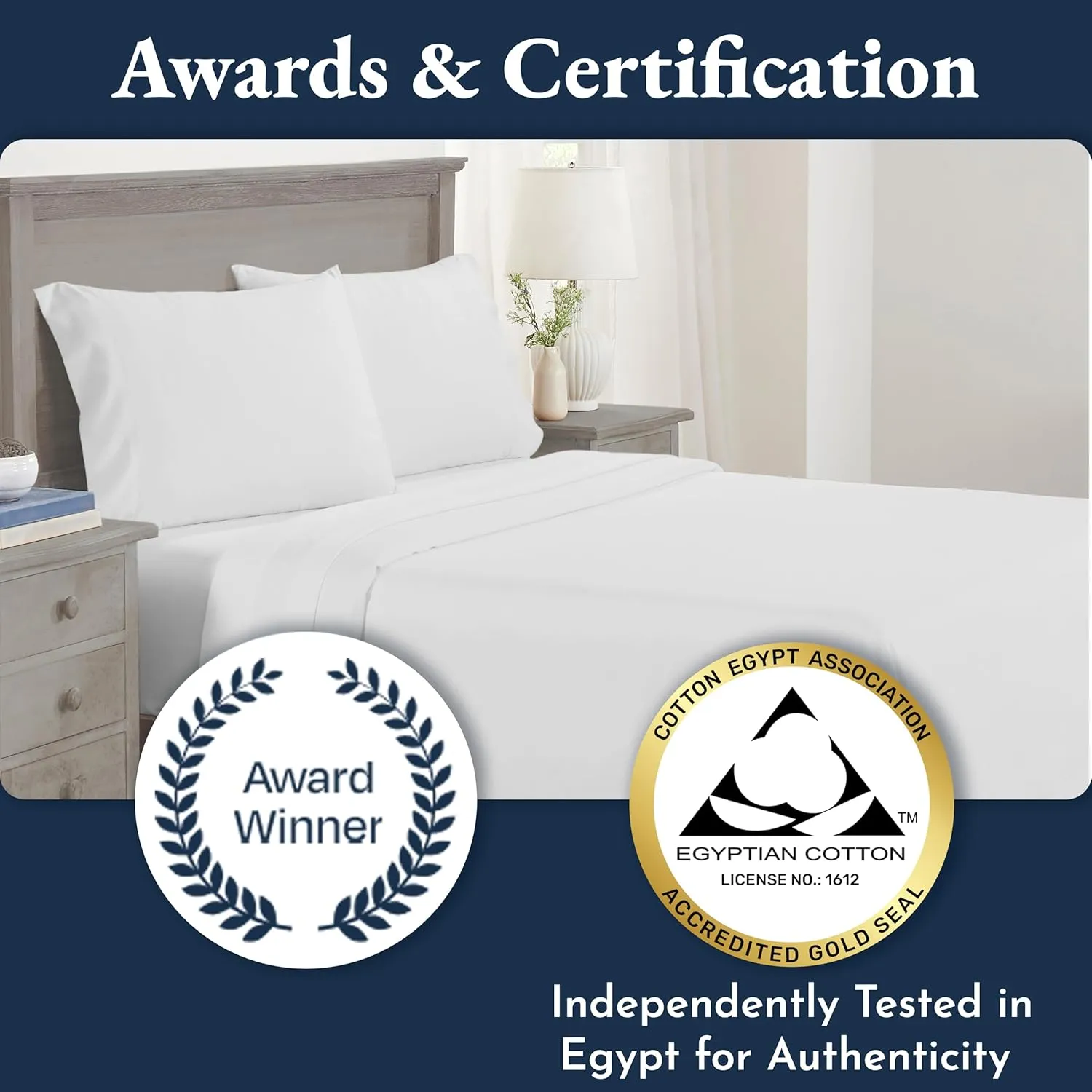 Certified Luxury 100% Egyptian Cotton Sheets, Queen Size Sheets, Deep Pocket Bed Sheets Set, Sateen Cooling Sheets for Hot Sleepers, Queen Egyptian Cotton Sheet Set, Light Grey Queen Sheet Set