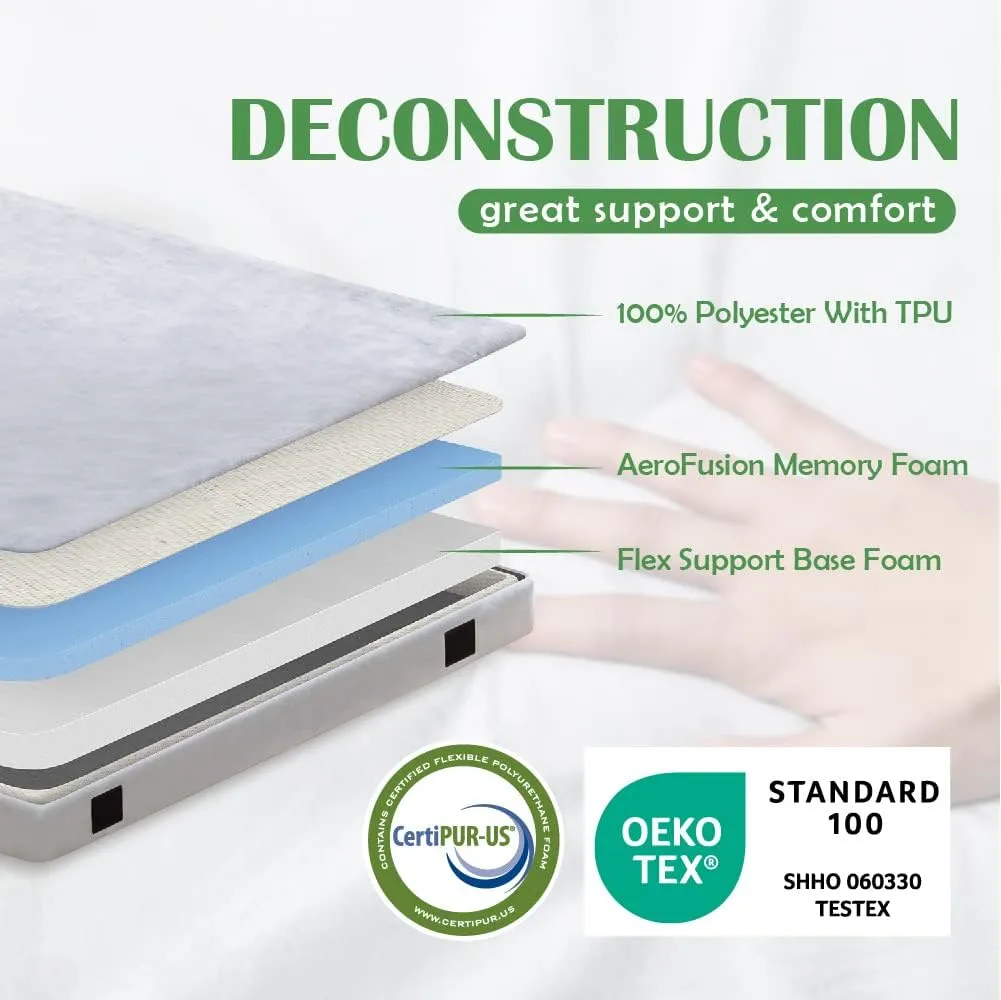 CertiPUR-US Memory Foam Camping Mattress Twin XL (79"×38"×2.5"), Portable Roll Up Sleep Mat for Travel, Floor, Tent, Outdoor Tent Mattress Pad, Removable Cover Travel Bag White