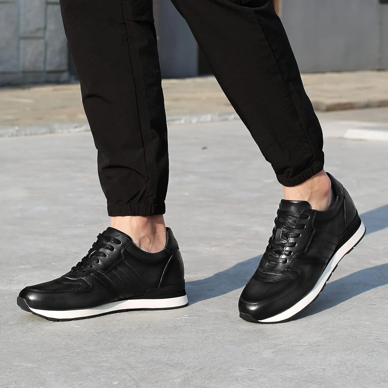 CHAMARIPA Men's Height Increasing Elevator Shoes Invisible Sneakers Lifting Shoes Hidden Heel Trainers