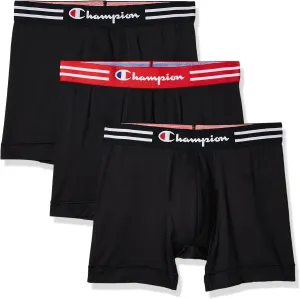 Champion Men's Cotton Moisture-Wicking Performance Stretch Boxer Briefs, 3-Pack