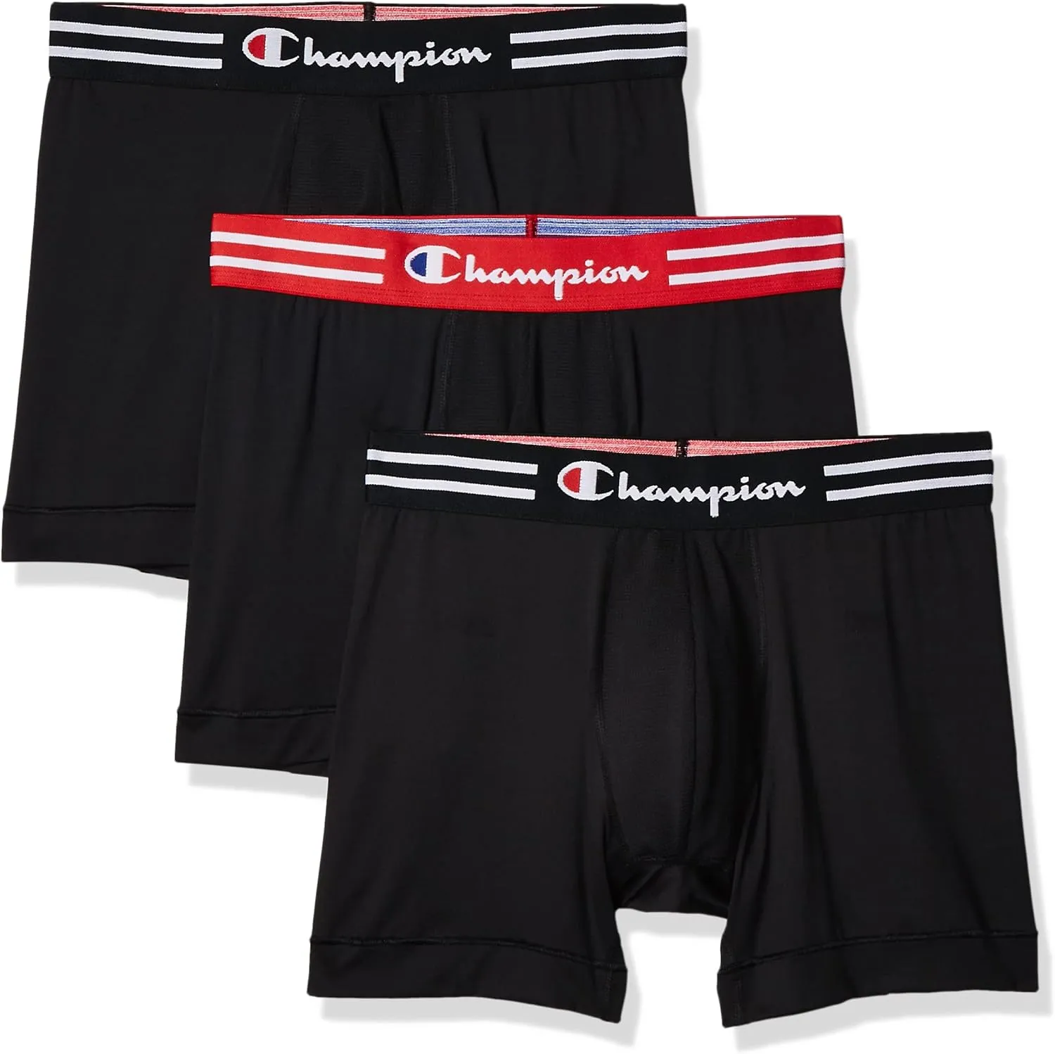 Champion Men's Cotton Moisture-Wicking Performance Stretch Boxer Briefs, 3-Pack